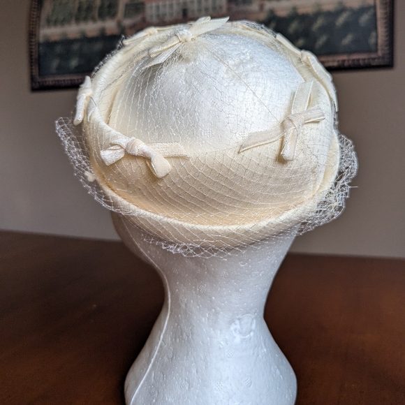 VINTAGE RING HAT 1950's 1960's fishnet bows - Picture 4 of 7